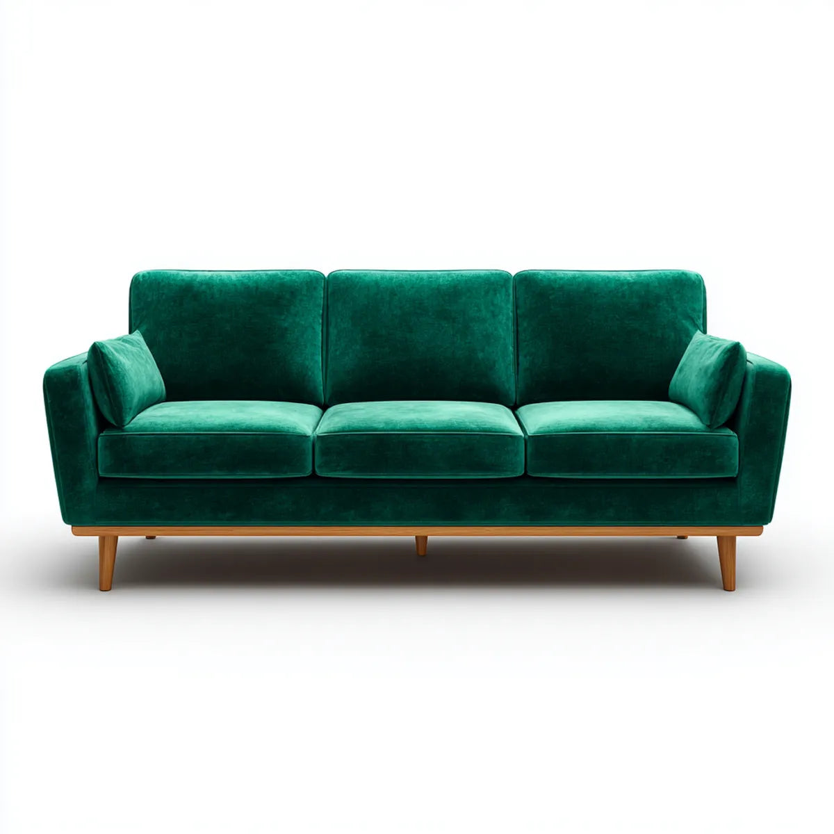 Divano 3 posti verde smeraldo in velluto di poliestere 210 x 88 x 84 cm rettangolare