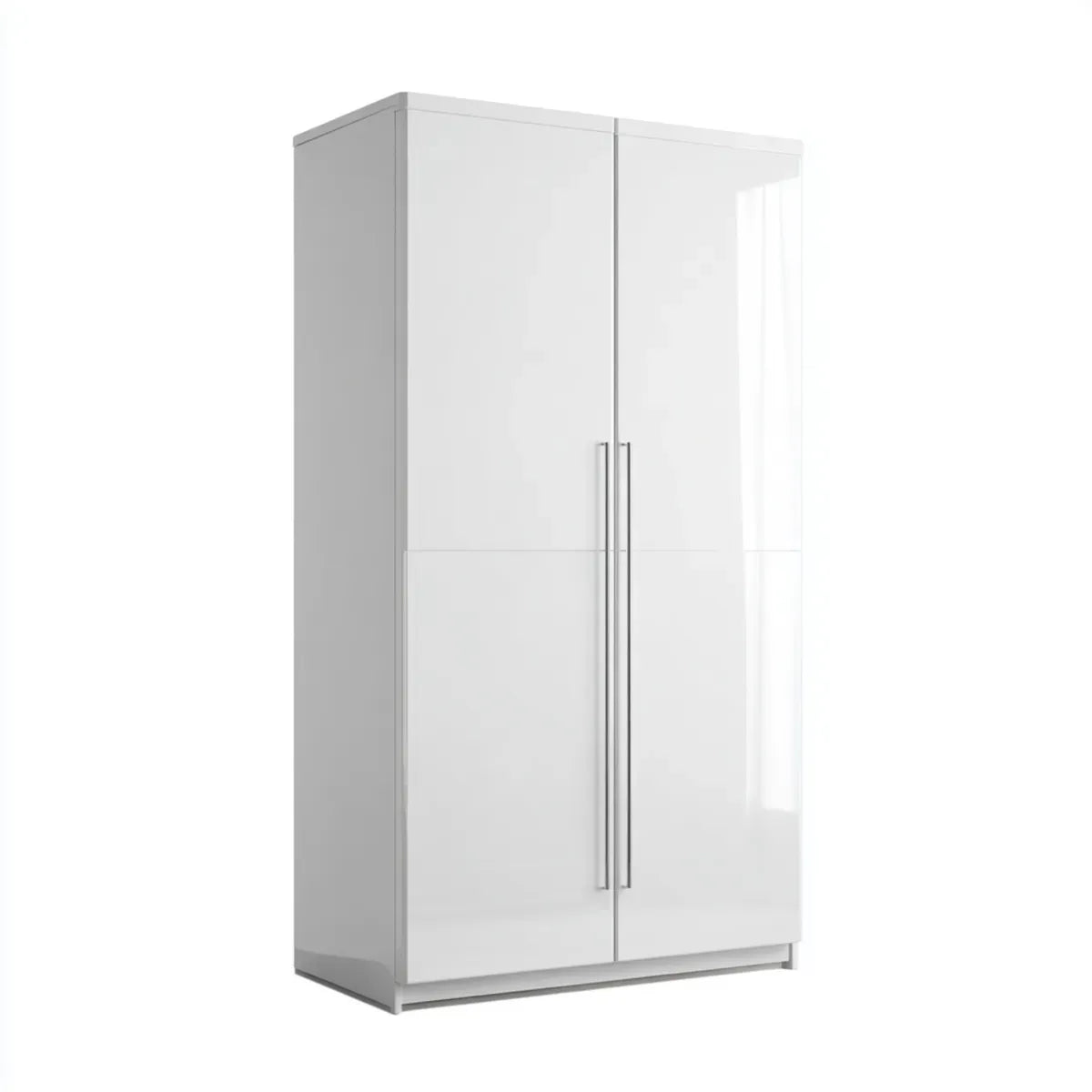 Armadio guardaroba a 2 ante bianco lucido 80 x 52 x 180 cm in truciolare nobilitato rettangolare