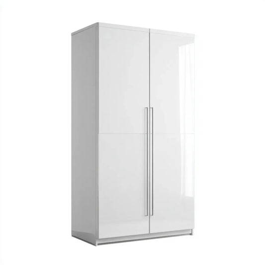 Armadio guardaroba a 2 ante bianco lucido 80 x 52 x 180 cm in truciolare nobilitato rettangolare