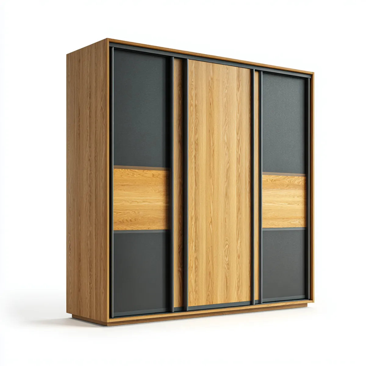 Armadio guardaroba a 3 ante scorrevoli rovere e nero 180 x 60 x 220 cm in pannelli di particelle