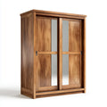 Armadio guardaroba 2 ante scorrevoli con specchi rovere marrone 150 x 60 x 220 cm in MDF rettangolare