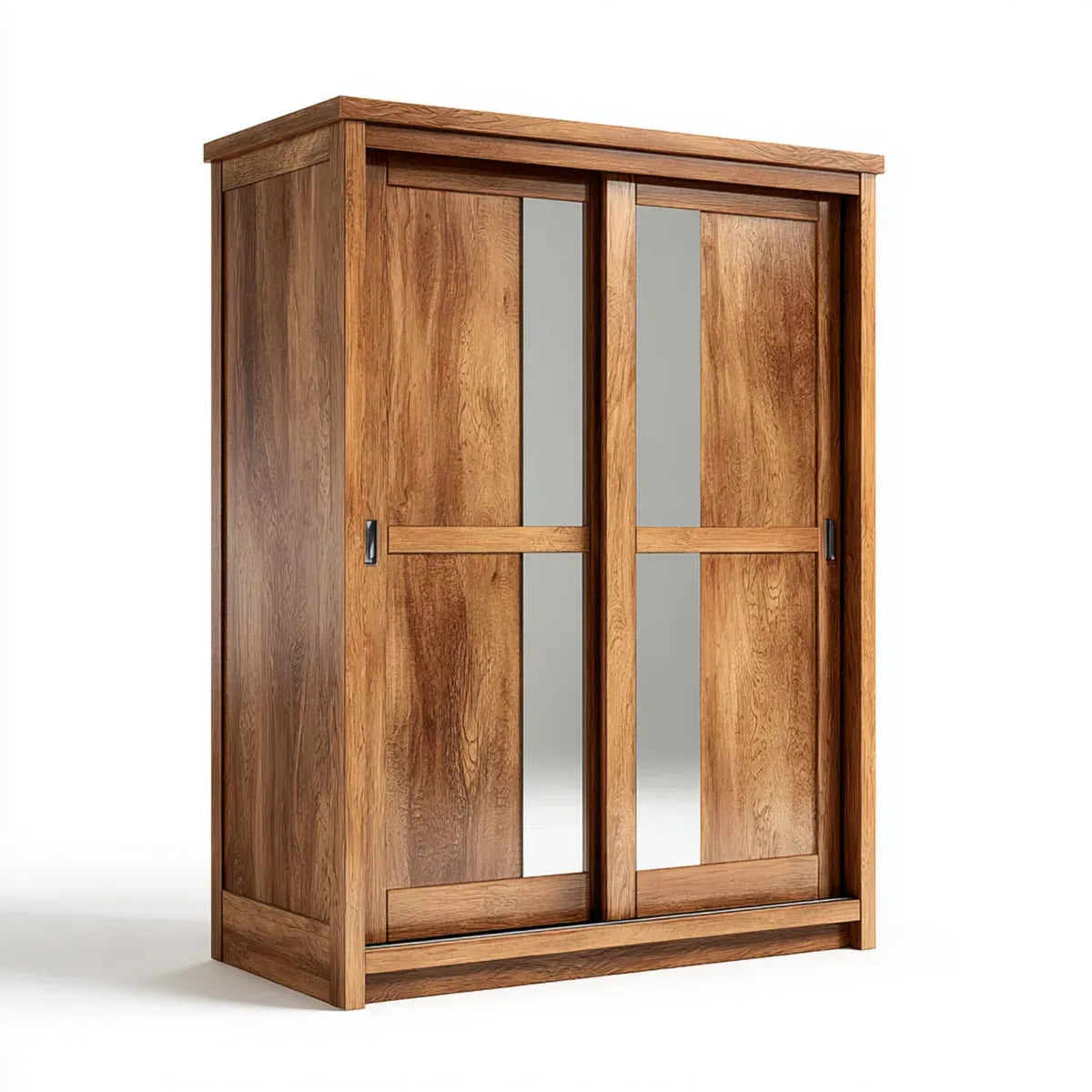 Armadio guardaroba 2 ante scorrevoli con specchi rovere marrone 150 x 60 x 220 cm in MDF rettangolare