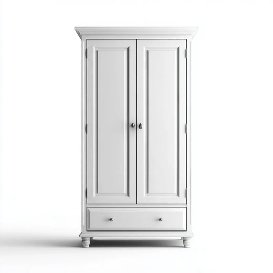 Armadio guardaroba 2 ante bianco 100 x 55 x 200 cm in MDF rettangolare con cassetto