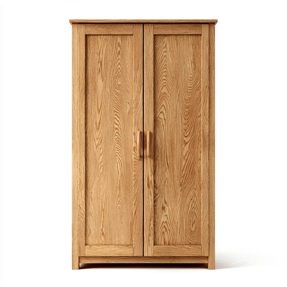 Armadio guardaroba a 2 ante in rovere naturale 100 x 55 x 190 cm in rovere massello rettangolare