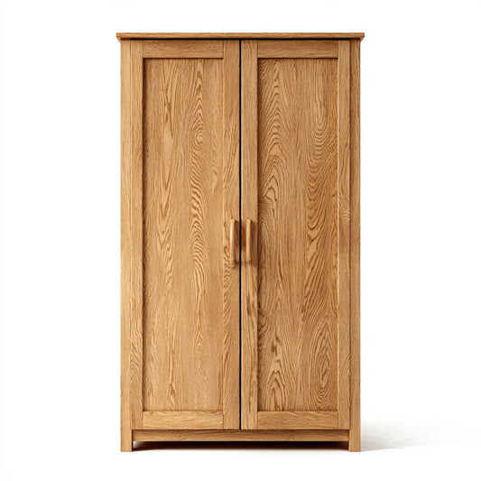 Armadio guardaroba a 2 ante in rovere naturale 100 x 55 x 190 cm in rovere massello rettangolare