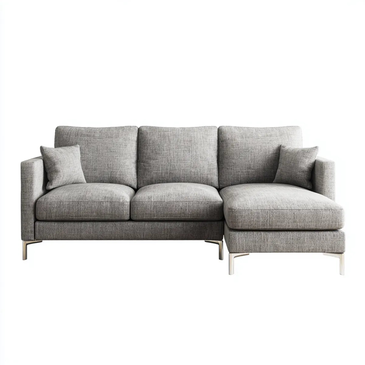 Divano angolare con chaise longue destra grigio 260 x 160 x 85 cm in poliestere forma a L