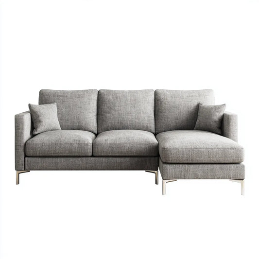 Divano angolare con chaise longue destra grigio 260 x 160 x 85 cm in poliestere forma a L