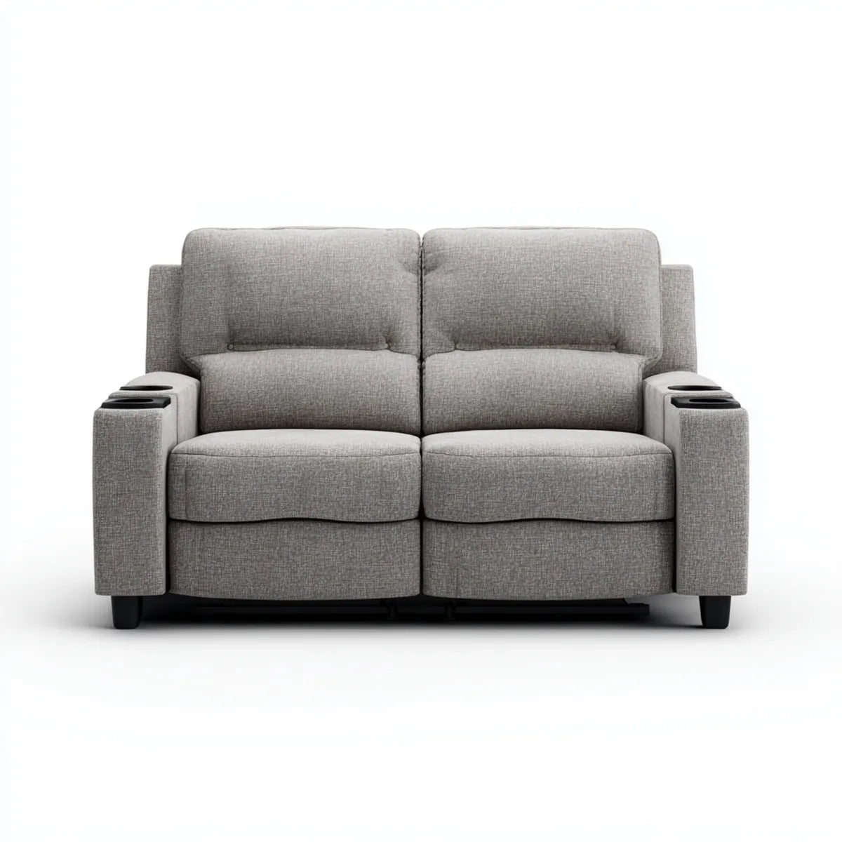 Divano reclinabile 2 posti grigio 170 x 95 x 102 cm in poliestere rettangolare con 4 portabicchieri