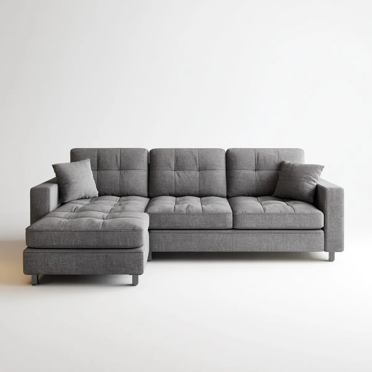 Divano angolare 3 posti con chaise longue sinistra grigio in poliestere 250 x 160 x 85 cm