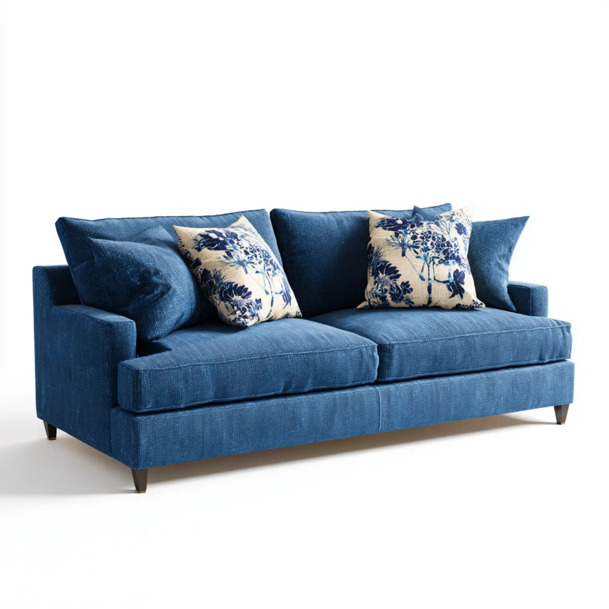 Divano 3 posti blu in poliestere rettangolare con cuscini 220 x 92 x 86 cm