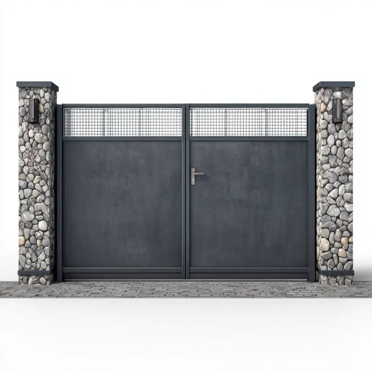 Cancello carrabile a due ante antracite in acciaio rettangolare 300 x 180 cm