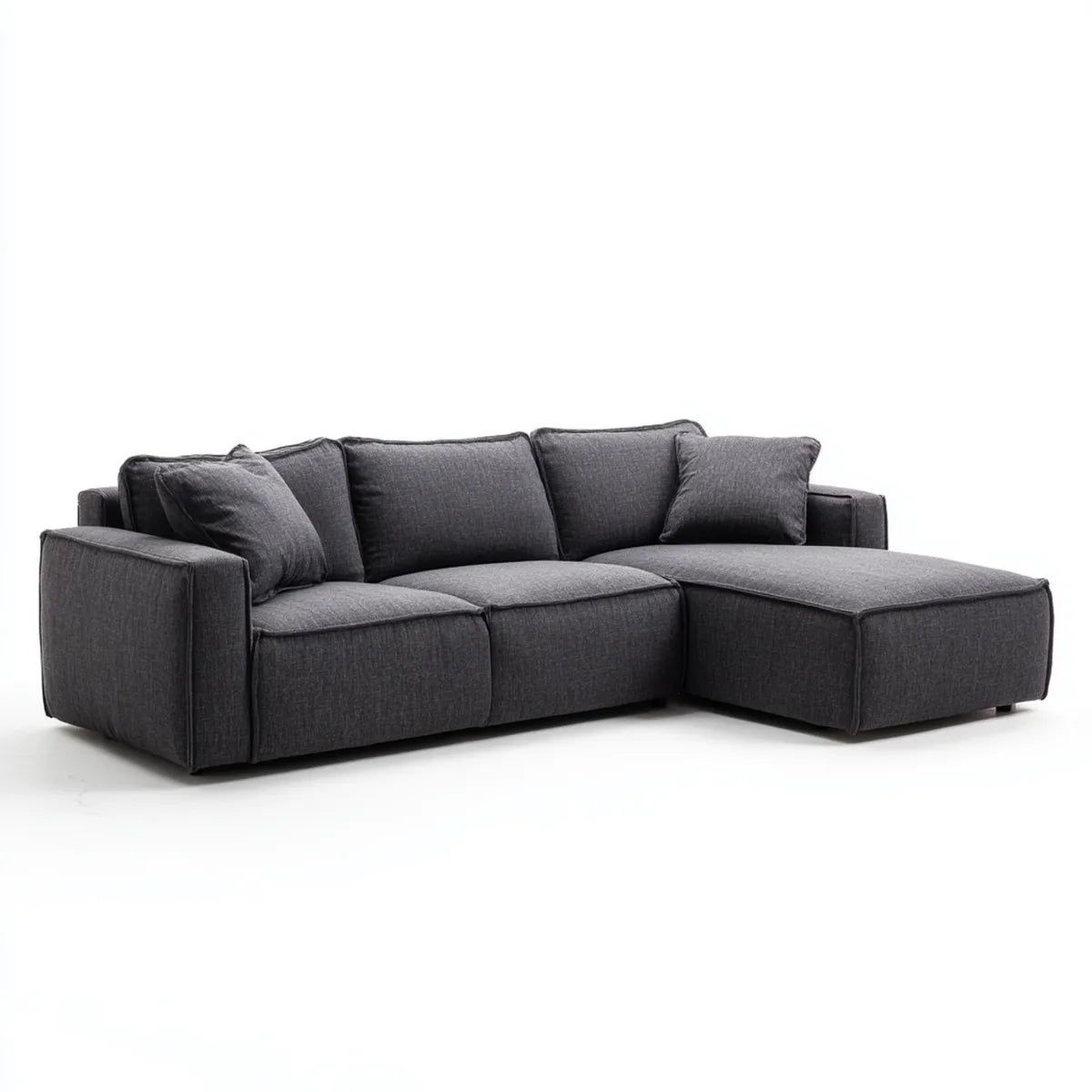 Divano angolare 3 posti grigio antracite 250 x 160 x 85 cm in poliestere a forma di L