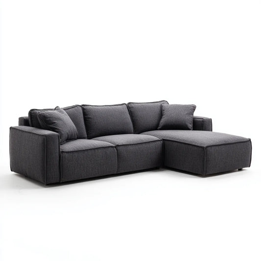 Divano angolare 3 posti grigio antracite 250 x 160 x 85 cm in poliestere a forma di L
