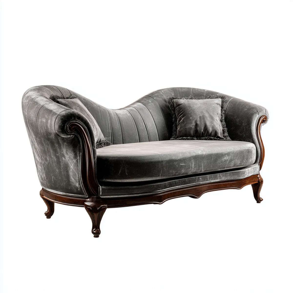 Divano 2 posti grigio in velluto di poliestere con struttura in legno massello 175 x 90 x 95 cm