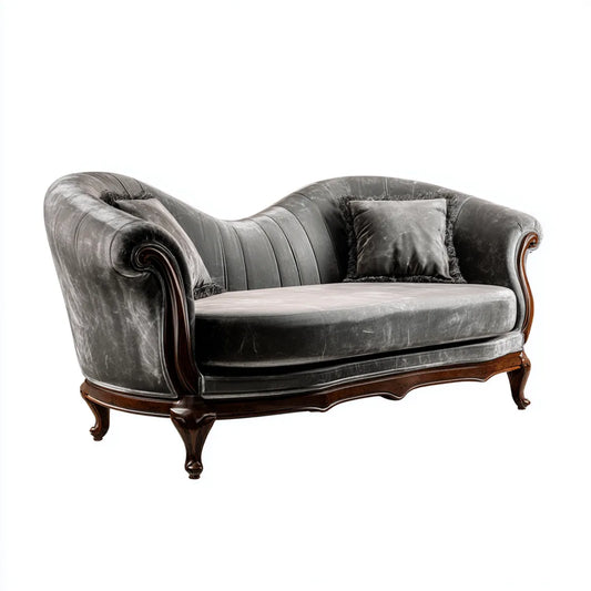 Divano 2 posti grigio in velluto di poliestere con struttura in legno massello 175 x 90 x 95 cm