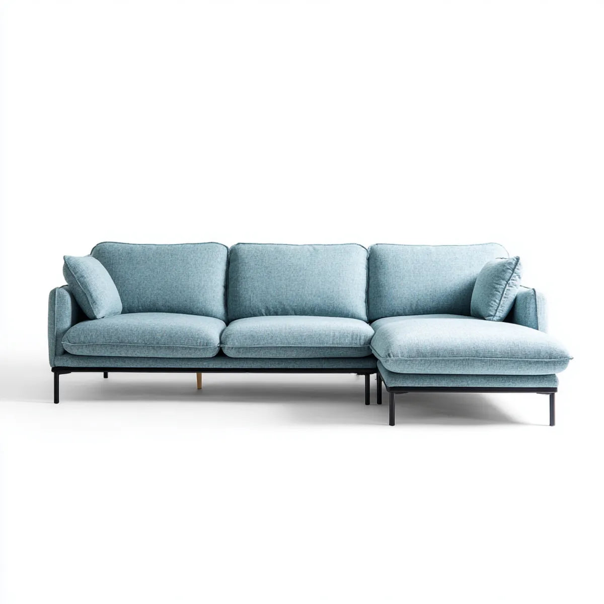 Divano angolare 3 posti con chaise longue destra azzurro in poliestere 280 x 165 x 85 cm a L