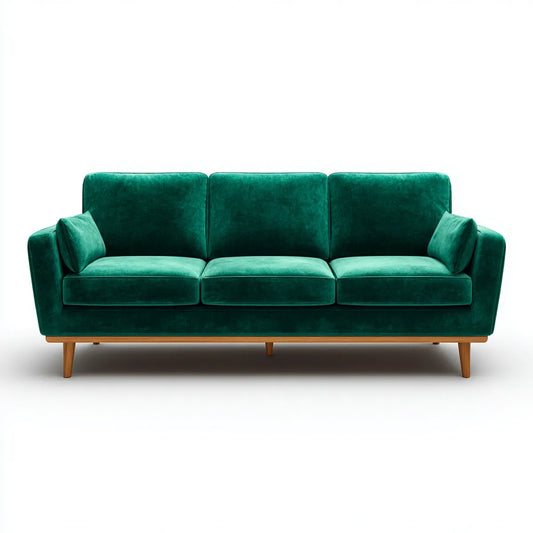 Divano 3 posti verde smeraldo in velluto di poliestere 210 x 88 x 84 cm rettangolare