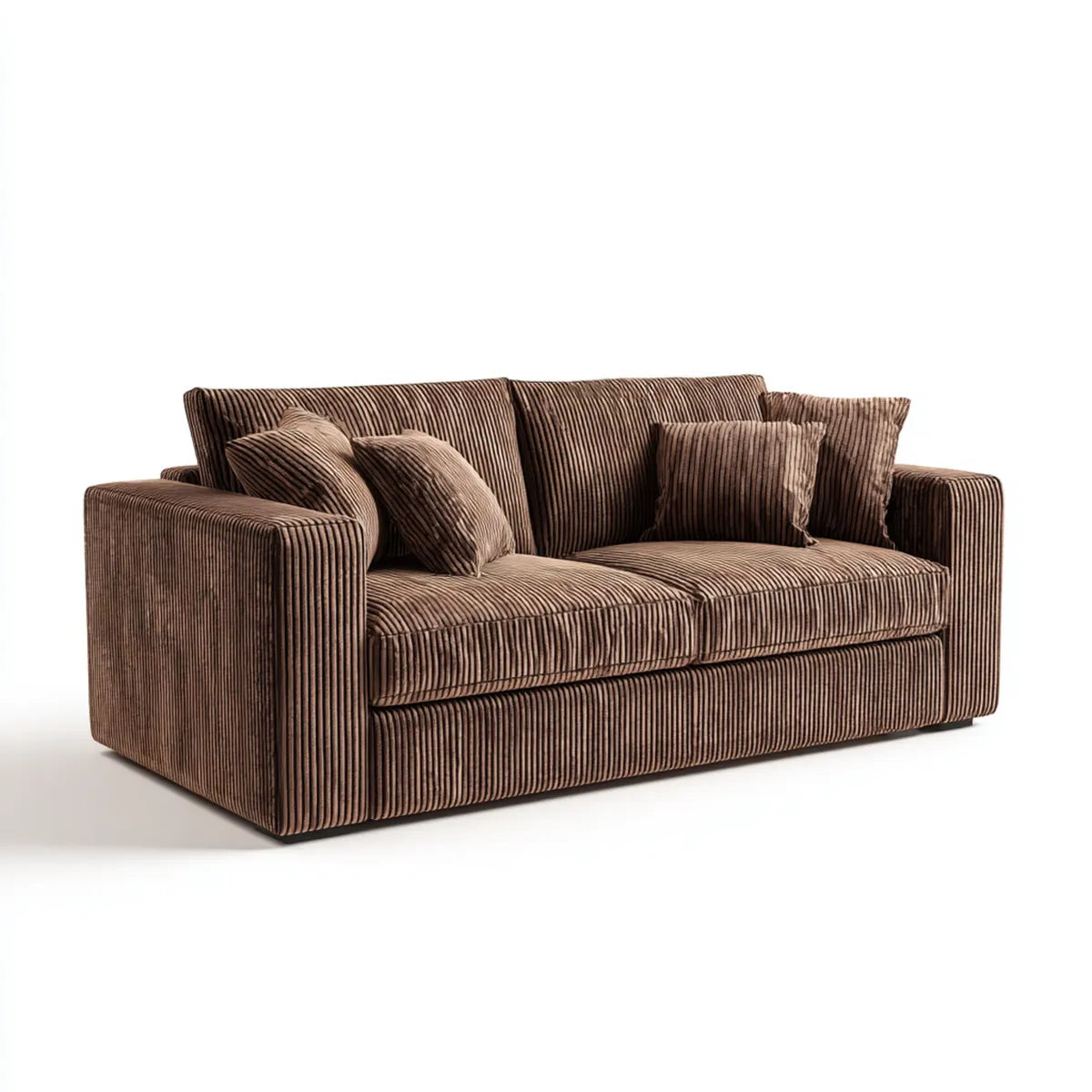 Divano 2 posti marrone in velluto a coste di poliestere 180 x 90 x 85 cm rettangolare