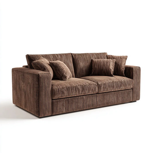 Divano 2 posti marrone in velluto a coste di poliestere 180 x 90 x 85 cm rettangolare